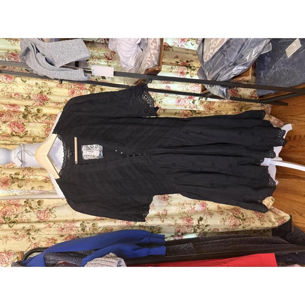 NWT! Madewell Eyelet Flutter Sleeve Mini Dress in Cotton Size 6 - Picture 2 of 5